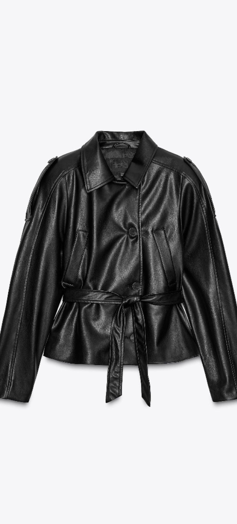 Giacca in ecopelle con cintura