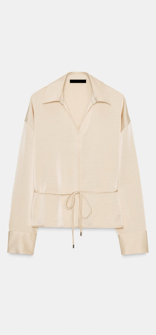 Camicia in Satin Beige