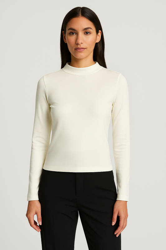 Maglia a Maniche Lunghe Bianco Panna